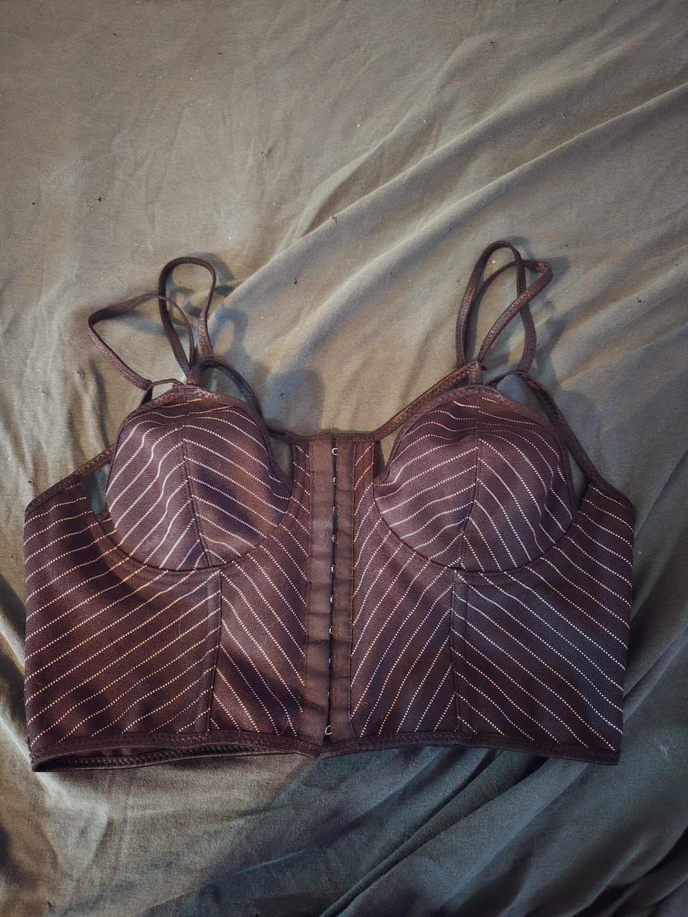 SHEIN Black Pinstripe Bustier Bralette
